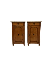 Two Arts & Crafts Art Nouveau Oak Nightstands or Bedside Tables, 1900s